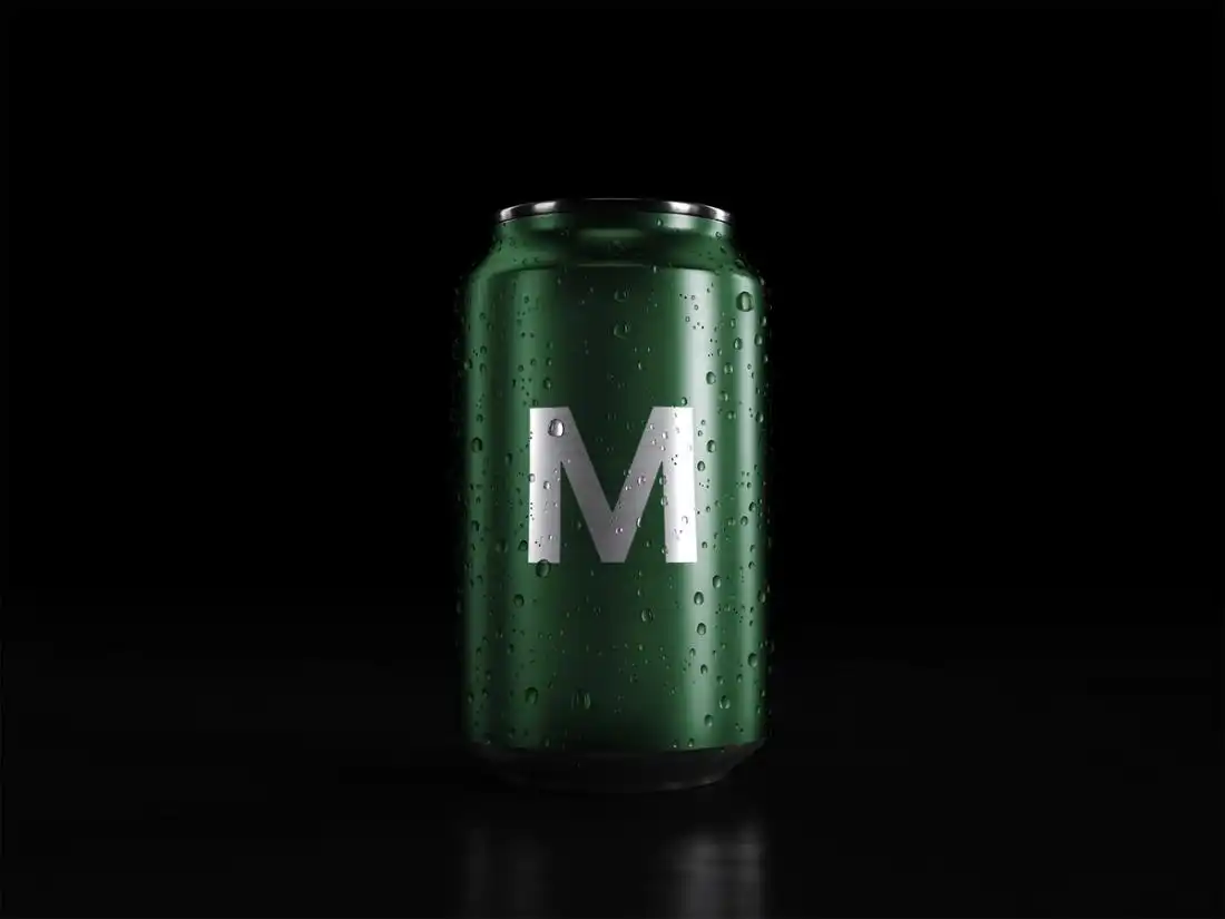 Soda Can With Water Droplets Mockup