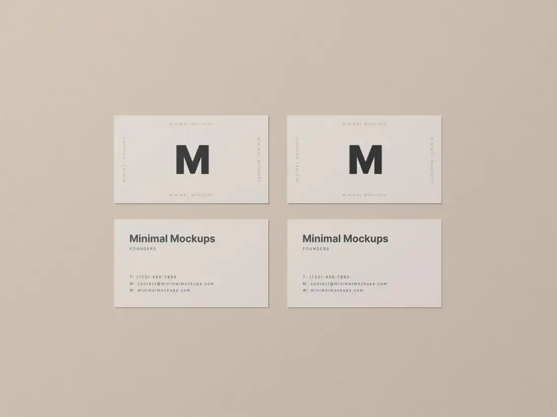 Top View Double Business Card Mockup
