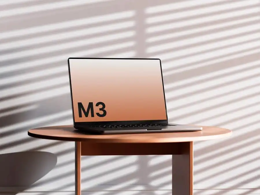M3 MacBook Pro On Table Mockup